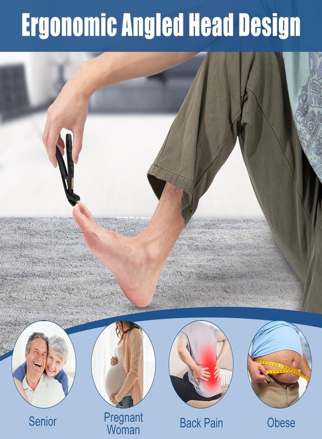 SHINLEA مقص أظافر شينليا لكبار السن، مناسب لأظافر القدم السميكة، مقص أظافر احترافي لليدين والقدمين مع ماسك، قاطع أظافر حاد بفتحة واسعة ومقبض طويل للرجال والنساء، أسود - Image 3